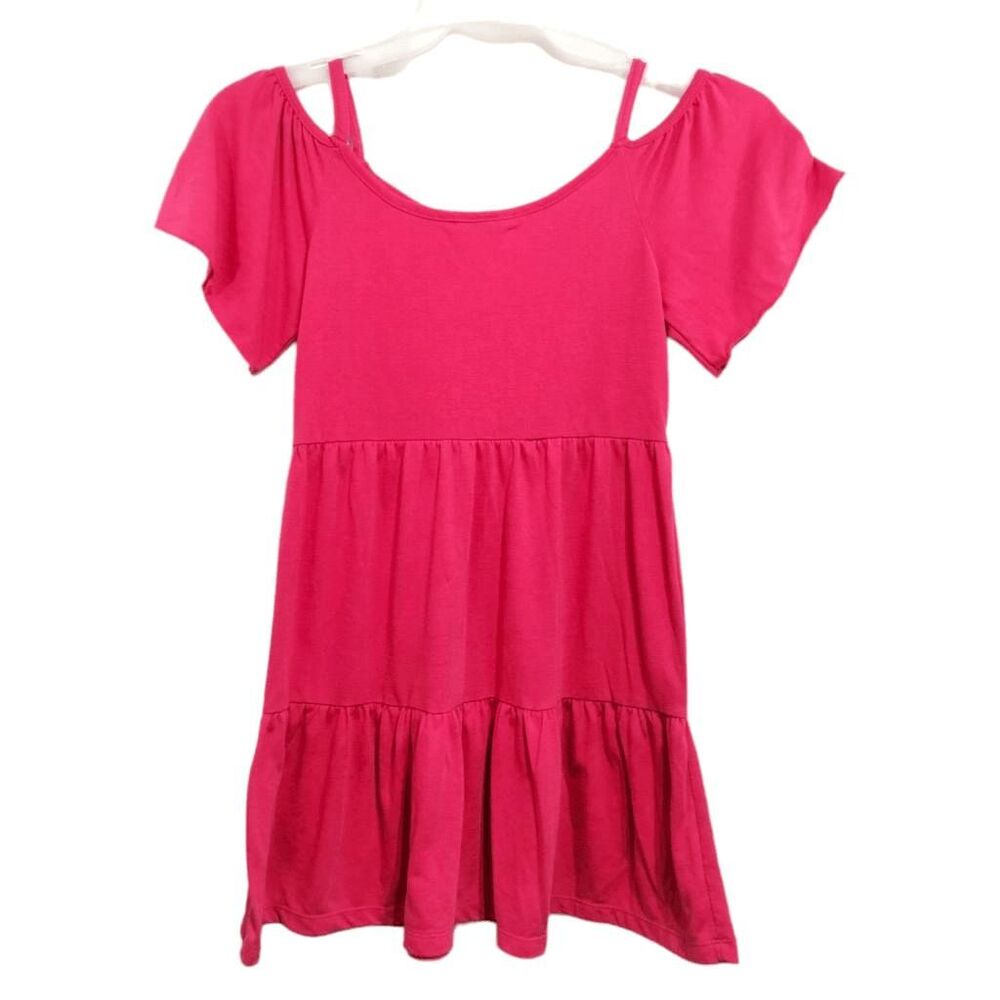Guess Kids Pink Cold Shoulder Pom Pom Accent Dress Sz L 14